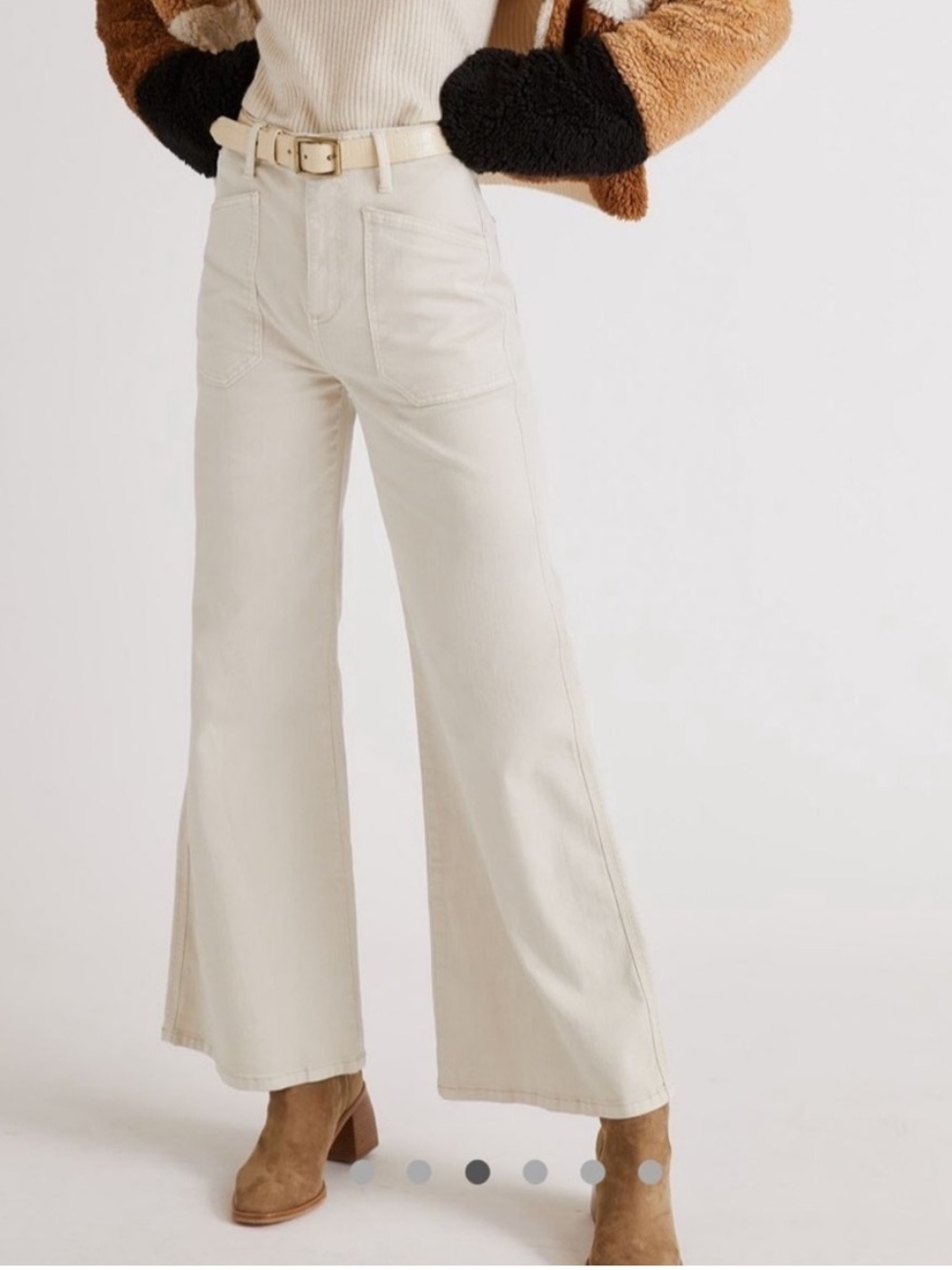 Anthropologie Pilcro The Carpenter Wide-Leg Jeans Cream Size 28